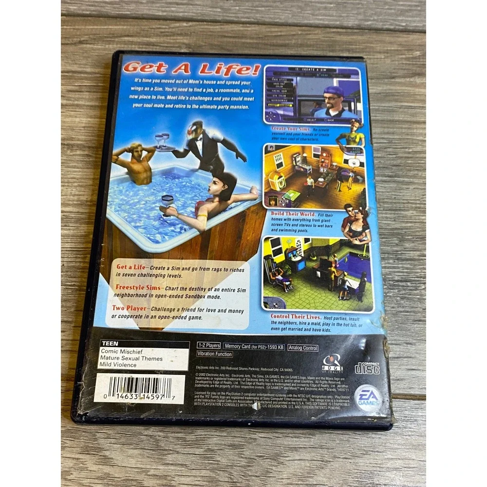 The Sims PlayStation 2 PS2 Game EA Games Maxis SLUS-20573 Blue Bottom Disc